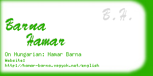 barna hamar business card